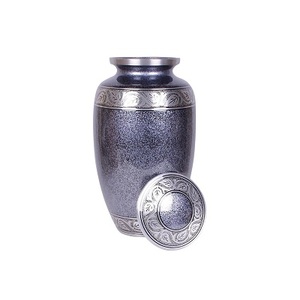 Urna de cremación hecha a mano de aluminio, Color gris, hecha a mano con gran precisión, urna funeraria grabada para cenizas humanos de adultos - Product Image 3