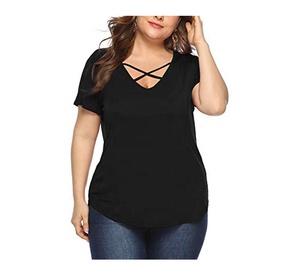 Camisetas lisas suaves y elegantes de algodón orgánico personalizadas para mujer, talla grande - Product Image 1