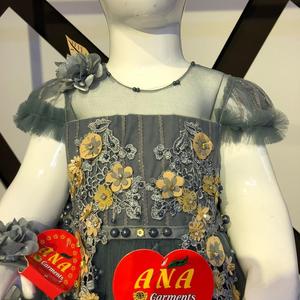 ชุดเดรสผ้าซาตินลายดอกไม้เด็กผู้หญิง, ชุดเดรสคอกลมประดับด้วยลูกปัดผ้าตาข่ายลายนางฟ้าสำหรับงานเลี้ยงวันเกิดของเด็กๆดอกไม้ฤดูใบไม้ผลิฤดูร้อน - Product Image 2