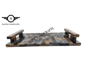 Vente en gros Plateau de service en manguier et incrustation de résine époxy avec poignée Finition naturelle Utilisation pour hôtels et restaurants Origine indienne - Product Image 5