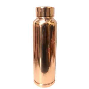 Shiny Polished Pure copper water bottle Customized drinkware printed copper water bottles best suppliers India