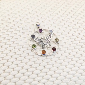 925 argent bijoux faits à la main pendentifs cabochon en argent pendentifs ronds 925 Sterling Chakra papillon pendentifs en argent sterling 925 - Product Image 3