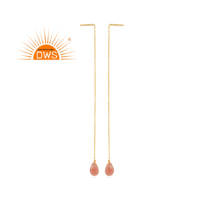 Latest 2026 Sterling Silver Gold Plated Natural Pink Opal Gemstone <b>Dangle</b> <b>Earring</b> for Women Jewelry Manufacturer - Product Image 1
