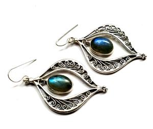 Pendientes de Moda al por Mayor de Labradorita Natural con Plata de Ley 925, Pendientes Colgantes Hechos a Mano, Joyería Personalizada para Mujer - Product Image 3