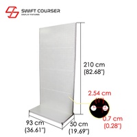 Présentoir Commercial Autonome Simple Face en Grille Perforée avec Crochets Métalliques Thermolaqués pour Magasin de Détail