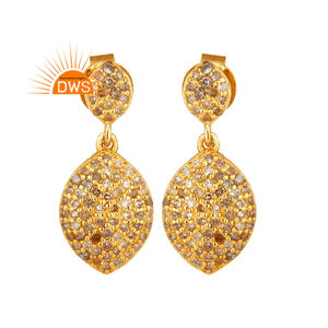 Wedding Wear Diamond Earrings for Bridal 18k Gold Plated Jewelry Manufacturer 925 Silver Dangle Drop Earrings - Product Image 1