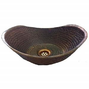 Lavabo de Cobre Antiguo Negro al por Mayor para Baño, Lavabo de Baño de Cobre Hecho a Mano, Lavabos de Baño de Montaje Superior - Product Image 1