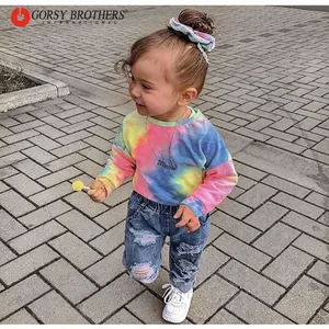 Felpa color arcobaleno Tie Dye tuta da bambino Boutique estiva Set di abbigliamento per bambini per bambini