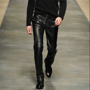 Pantalon en cuir véritable, personnalisé pour hommes, sur mesure, en peau de mouton et cuir PU, Long, taille sur mesure - Product Image 4