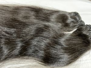 EXTENSIONS naturelles, tissage à la MACHINE, lot de 3 bandes de cheveux humains vierges, cuticules alignées, ondulées et noires - Product Image 2