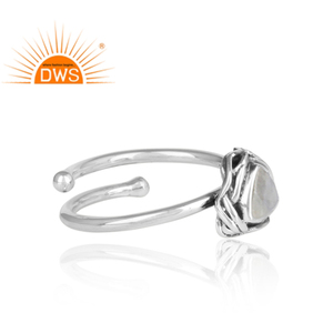 Natural Rainbow Moonstone Gemstone 925 Sterling Silver Women's Oxidized Weddings <b>Ring</b> Jewelry Wholesaler - Product Image 3