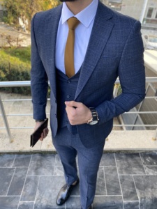 ขายส่งชุดกระชับสัดส่วนคุณภาพสูงจากตุรกีชุดสูทผู้ชายทรงเข้ารูป 3 ชิ้นฤดูกาลใหม่ - Product Image 4