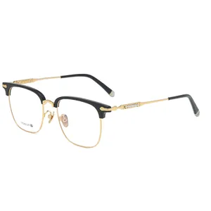 Armação ótica de óculos para óculos, armação de óculos de metal e acetato, combinação com armações óticas de dobradiça de qualidade metálica