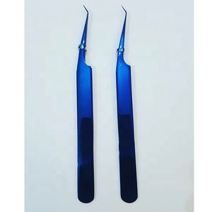 Obexa-Pinzas de extensión de pestañas de acero inoxidable con revestimiento azul de plasma de 45 grados, Punta puntiaguda, profesional, de acero inoxidable - Product Image 2