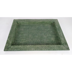 DAPHOCO Moss Green Faux Shagreen/Rattan Veneer Edges <b>Tampered</b> Tray 0.457x0.357x0.03 Model 050 Vietnam - Product Image 1