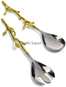 Vente chaude Couverts Couverts Argenterie Noir Argent Couverts En Métal De Luxe Décoration À La Main De Luxe Fantaisie Fleur Couverts - Product Image 6