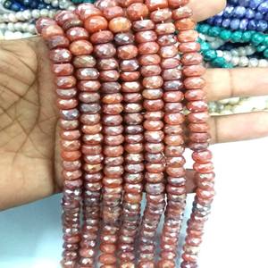 Cuentas de collar de piedra lunar roja natural de alta calidad al por mayor, cuentas sueltas de Material recubierta de piedra azul para la fabricación de joyas - Product Image 1