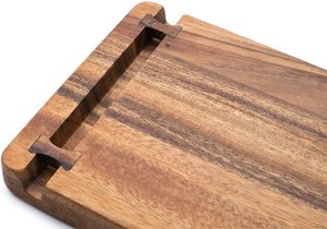 Tabla de Cortar Rectangular Profesional de Madera de Acacia con Ranura para Jugos, Mango de Acero Inoxidable, Ecológica, Grande, para Servir - Product Image 3
