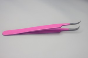 Outils de soins de beauté pince à épiler d'extension de cils avec bords tranchants de couleur rose acier inoxydable incurvé droit CE ISO - Product Image 2