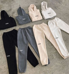 Ensemble de Sweat-shirt unisexe, 2 pièces de haute qualité, en polaire, tenue de sport, pour l'hiver, - Product Image 1