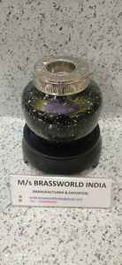 blue <b>small</b> <b>candle</b> light urn with silver leaf engraved funeral supplies Brassworld India - Product Image 5