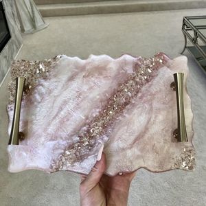 Plateau de service en résine époxy, plateau de service combiné résine et époxy pour bar et maison, idéal pour mariage, meilleur cadeau en vente - Product Image 2