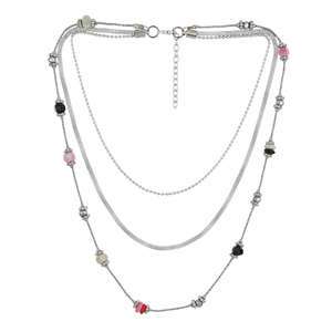 La mejor moda para mujer, collar chapado en oro de 18 quilates, cadena multicapa, flor rosa, colgante étnico Retro Mary, moneda, Perla de plata - Product Image 2