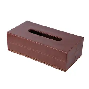 Restaurant And Hotel Dinnerware Table Decoration Portable Leather Cover Decor Tissue Holder Box Best Selling Wooden Tissue Box
