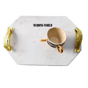Plateau de service en marbre fait à la main de haute qualité, forme ovale, plateau design, vaisselle d'hôtel, plateau de table en marbre de vente en gros - Product Image 1