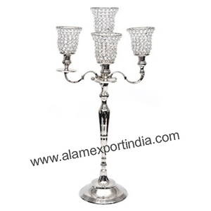 Alam AL3355 Handmade Silver-Finished Crystal Candelabra Floor Candleholder Customized Color Size for Wedding Decorations - Product Image 2