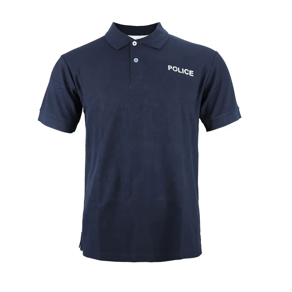 KMS High quality tactical Ready To Ship 100% Cotton Short Sleeves Navy Blue Plain Solid Color Polo Shirt For Men Stylish