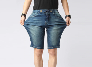 Demi-pantalon OEM en spandex pour hommes, short en jean décontracté d'été confortable de haute qualité, style droit, délavé de couleur claire - Product Image 5