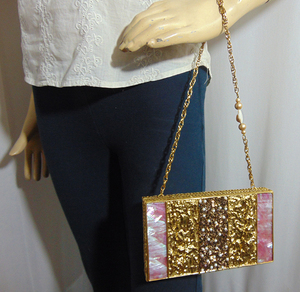 SHELL <b>CLUTCH</b> METAL Pearl Beaded Cross-Body <b>Clutch</b> Bag Bridal <b>Wedding</b> Fashion up to 1L Capacity - Product Image 4