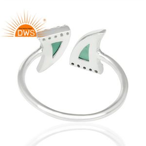 Bague de styliste en argent fin pour fille, Onyx vert, bijoux, vente en gros, 925 - Product Image 3