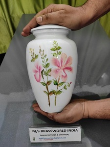 Aluminum Aesthetic Hand Painted Adult Cremation Urn Brassworld India <b>Funeral</b> <b>Supplies</b> - Product Image 6