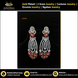 Boucles d'oreilles de mariage africain élégantes en diamant américain pour fêtes, cadeaux, fiançailles - Product Image 2