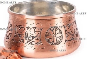 Plat de service en cuivre au design unique avec poignées design Plat de service de forme ronde de qualité supérieure en vrac - Product Image 5