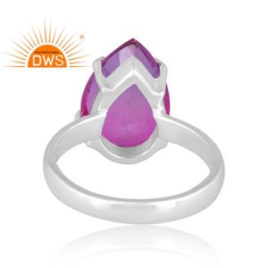 925 argent Sterling fin naturel Bio améthyste Doublet Quartz pierres précieuses bague empilable fabrication de bijoux - Product Image 4