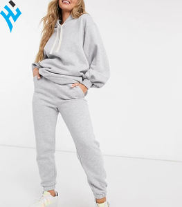 Survêtement de Fitness en molleton pour femmes, ensemble 2 pièces, vêtements OEM, couleur gris uni, personnalisé, de haute qualité, nouveau Design, 2020 - Product Image 1