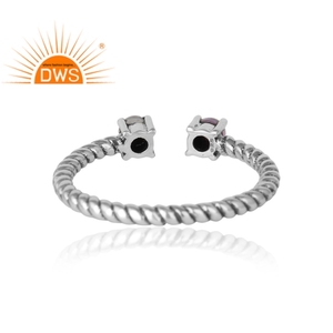 Hot Selling Oxidized Sterling Silver <b>Ring</b> <b>Amethyst</b> and Rainbow Gemstone <b>Ring</b> Antique <b>Rings</b> Jewelry Wholesale - Product Image 4