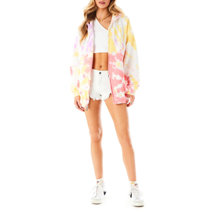 Sweat-shirt à capuche avec fermeture éclair et imprimé Tie Dye pour femme, nouveau Style, avec poches kangourou, manches et ourlet côtelés, vêtements d'hiver, OEM - Product Image 2