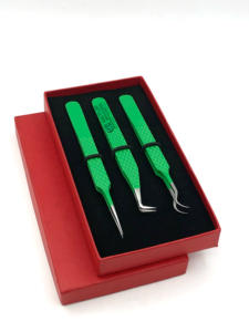 แหนบต่อขนตาแบบตรงเคลือบผงขึ้นฉ่ายแบบโค้งคู่ทำจากสแตนเลสอุปกรณ์เสริมความงามเพิ่มวอลลุ่ม - Product Image 3