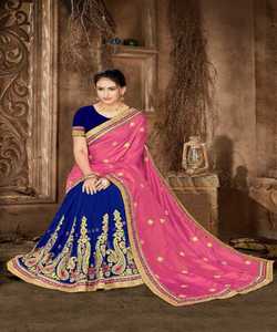 Diseñador de ropa de fiesta, diseño de flor de seda de red bordada, ropa de mujer india, Sari de Color naranja con pieza de blusa, trabajo de perlas, Sari Alphanumero - Product Image 5