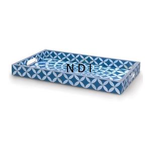 ถาดใส่ขนมและเค้กสำหรับโรงแรมร้านอาหารถาดทรงสี่เหลี่ยมผืนผ้าพร้อมที่จับตกแต่งถาดเสิร์ฟพิมพ์ลายสีสันสดใส - Product Image 1