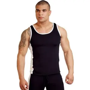 健身房运动100% 棉无袖男士平纹海关标志快干男士背心轻质肌肉汗衫