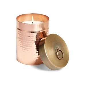 Exclusive Quality Solid Copper Candle Jar <b>Hammered</b> Latest Design Round Medium Candle Container at Reasonable Price - Product Image 2