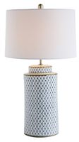 Lámpara de Escritorio de Cerámica Azul y Blanca Tradicional en Oferta, Lámpara Decorativa para Porche con LED de Alto CRI 95, Alimentación por CA, para Sala de Estar
