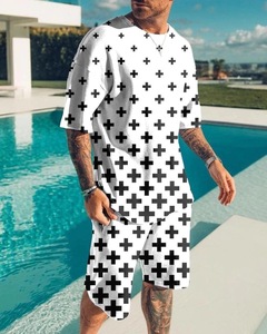 Conjunto de ropa deportiva para hombre, camisetas y pantalones cortos de Color sólido y logotipo personalizado, conjunto de verano - Product Image 3