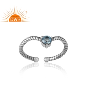 Pierre précieuse en topaze bleue, argent anodisé, vente en gros, création de bijoux, 925 - Product Image 2