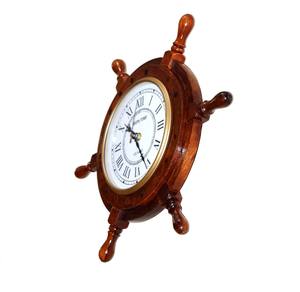 12 "นาฬิกาแขวนผนังรูปเรือทำจากไม้ขัดเงาแบบธรรมชาติงานอาร์ตเดคโคแกะสลักแบบหน้าเดียวเข็มเคลื่อนที่ควอทซ์สำหรับห้องนั่งเล่น - Product Image 2